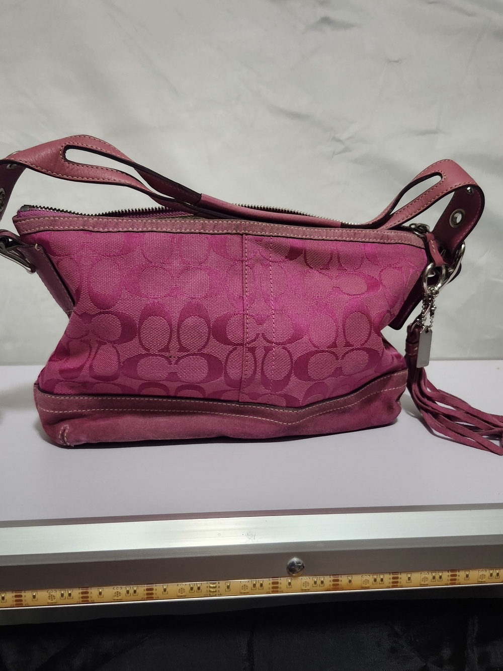 Coach Pink Signature Jacquard Shoulder Bag